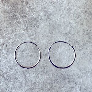 14K WHITE GOLD Hoop Earrings